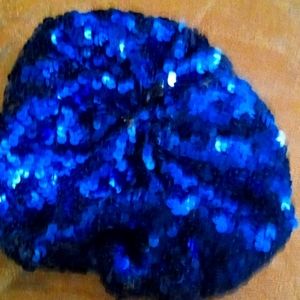 Ladies blue sequin roaring 1920's cap